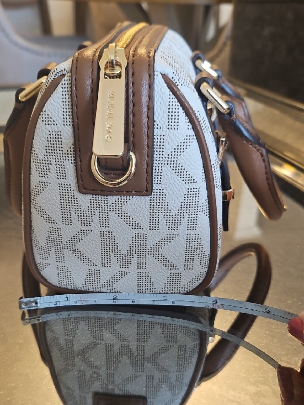 Michael Kors Cream & Brown Mini Logo Crossbody - Picture 8 of 11